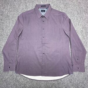 7Diamonds Shirt XL Purple 4 Way Stretch Geometric Micro Print Button Down